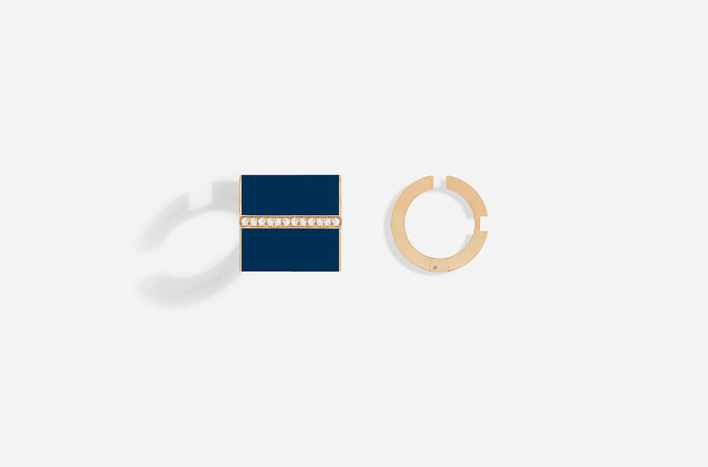 ROSE GOLD B16 BLUE LACQUER EAR CUFFS / Rose Gold