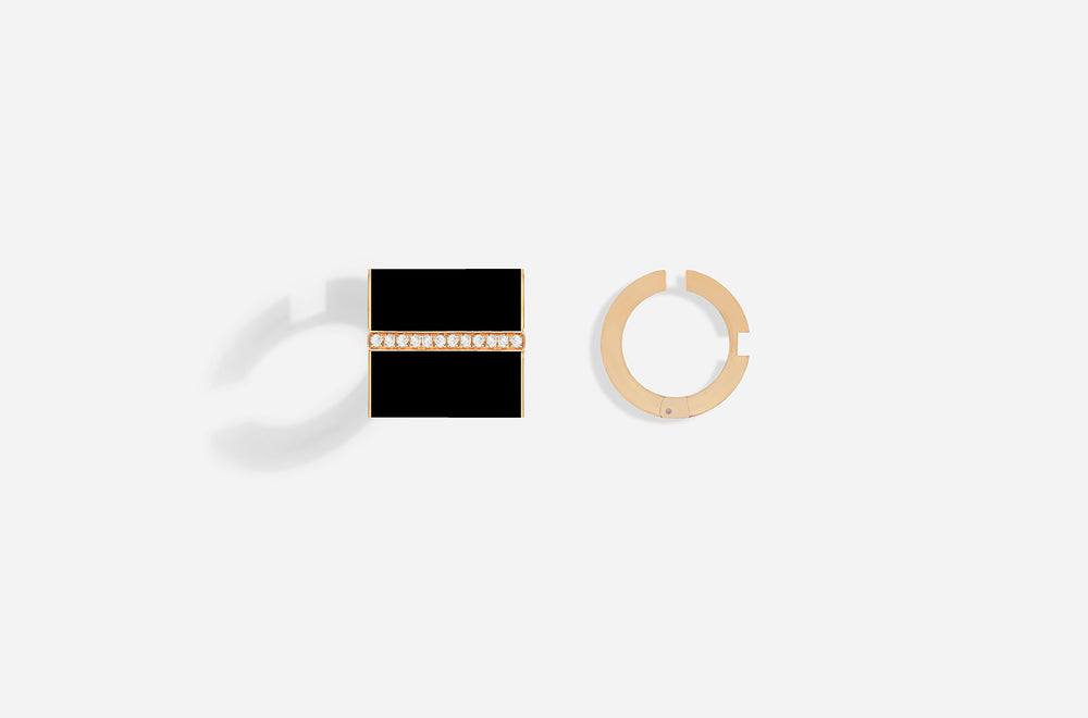 ROSE GOLD B16 BLACK LACQUER EAR CUFF / Rose Gold