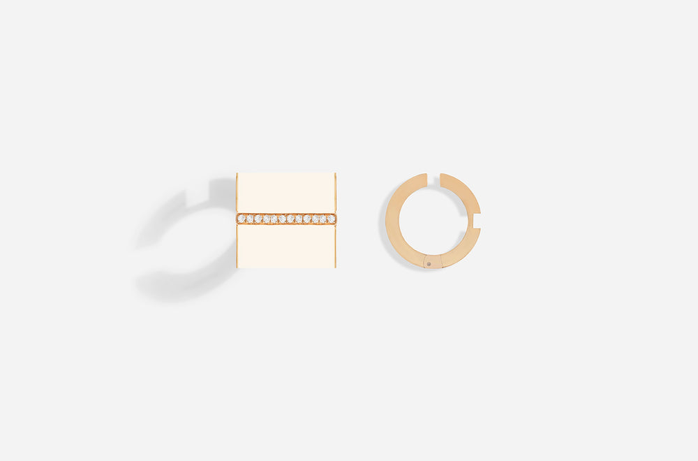 ROSE GOLD B16 WHITE LACQUER EAR CUFFS / Rose Gold