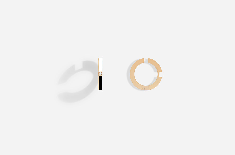 ROSE GOLD BLACK & WHITE LACQUER EAR CUFFS / Rose Gold