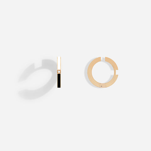 ROSE GOLD BLACK & WHITE LACQUER EAR CUFFS