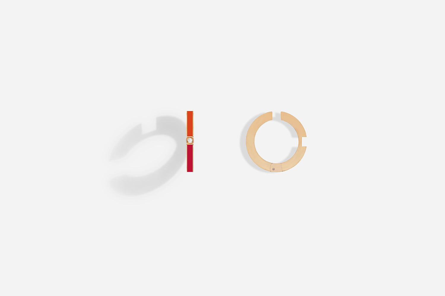 ROSE GOLD ORANGE & RED LACQUER EAR CUFFS