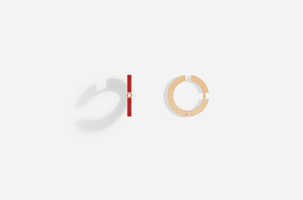 ROSE GOLD RED LACQUER EAR CUFFS / Rose Gold