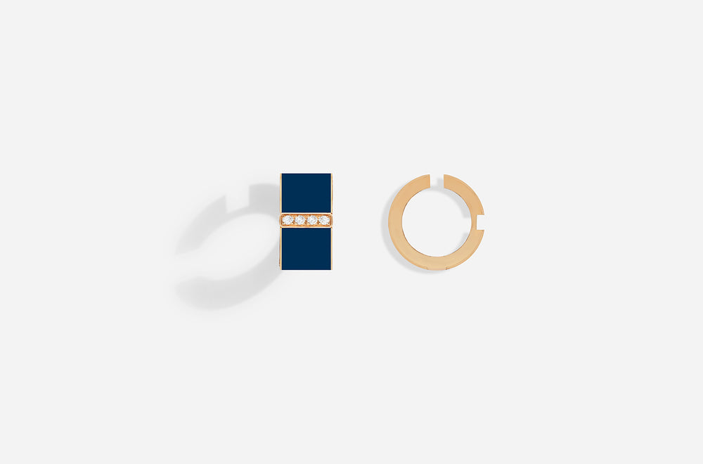 ROSE GOLD B8 BLUE LACQUER EAR CUFFS / Rose Gold