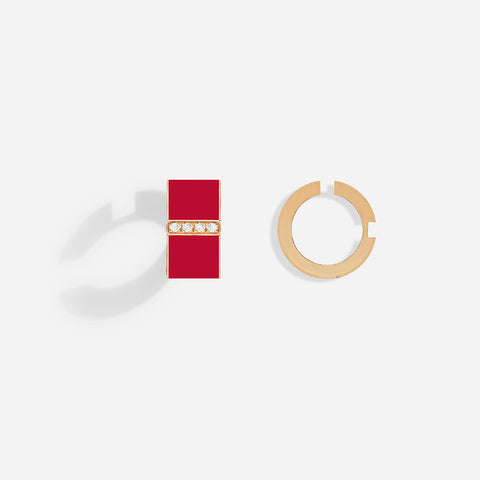 ROSE GOLD B8 RED LACQUER EAR CUFFS