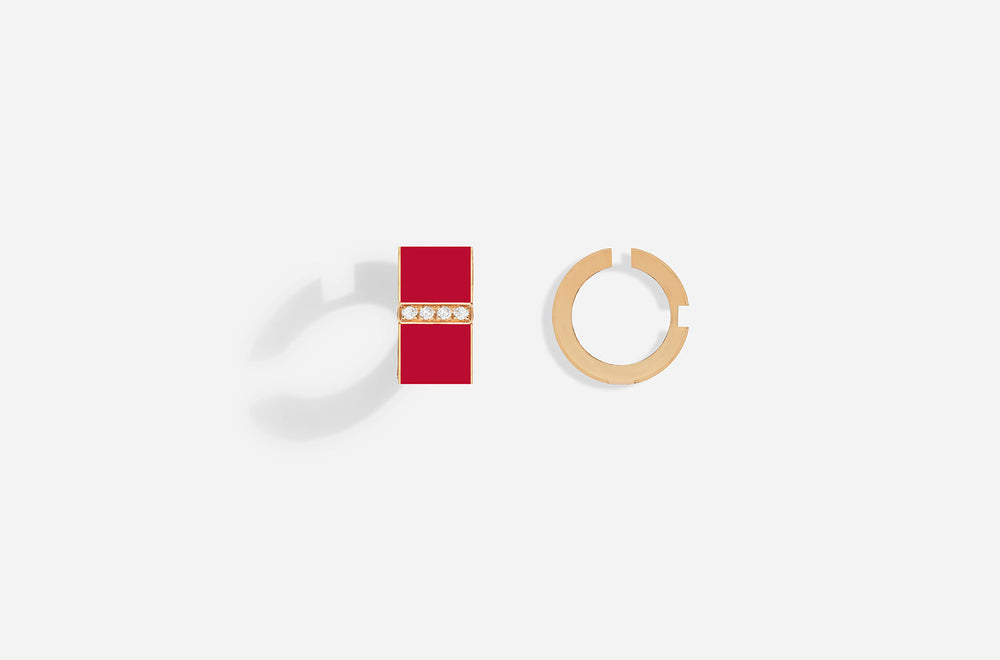 ROSE GOLD B8 RED LACQUER EAR CUFFS / Rose Gold