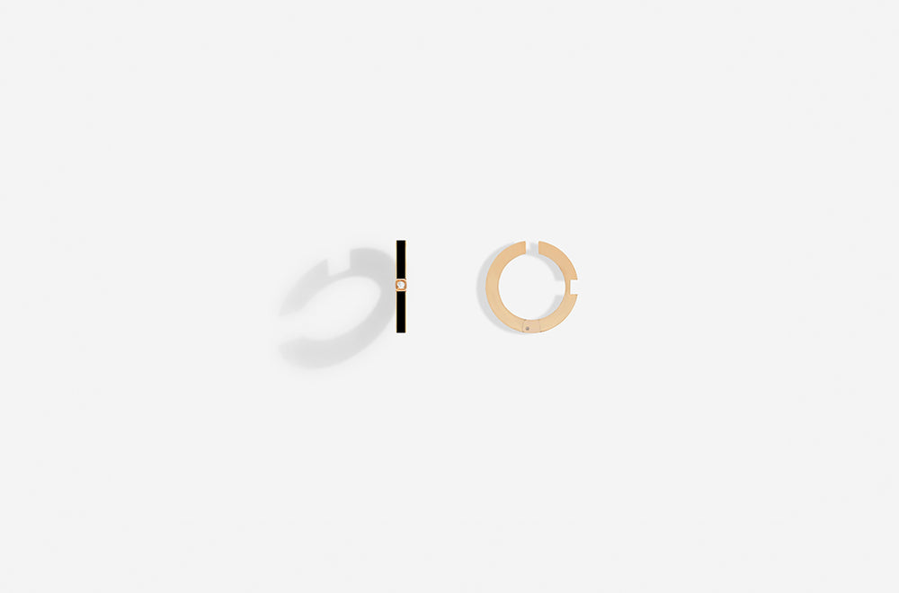ROSE GOLD BLACK LACQUER EAR CUFFS / Rose Gold