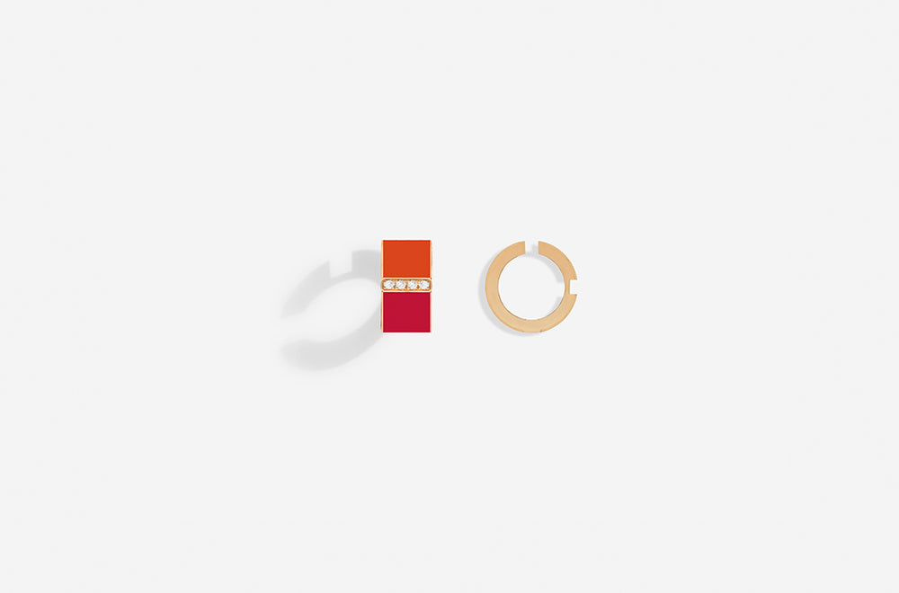 ROSE GOLD RED AND ORANGE LACQUER EAR CUFFS / Rose Gold