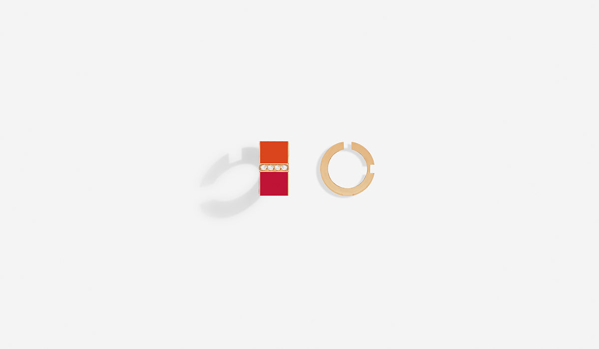 ROSE GOLD RED AND ORANGE LACQUER EAR CUFFS