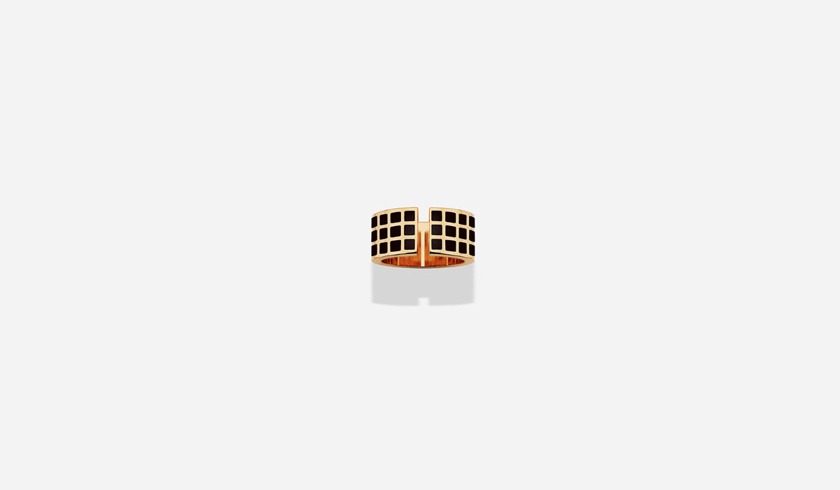 ROSE GOLD BLACK LACQUER SQ RING