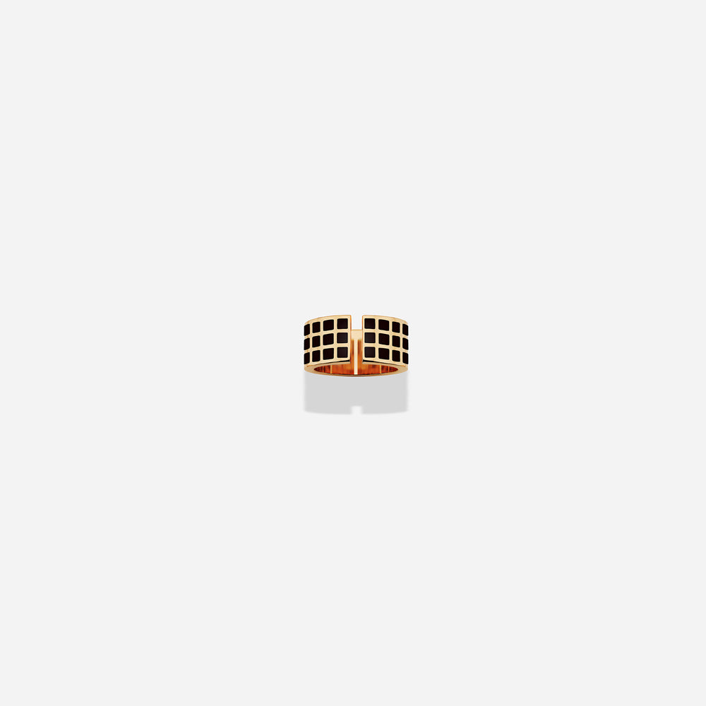 ROSE GOLD BLACK LACQUER SQ RING