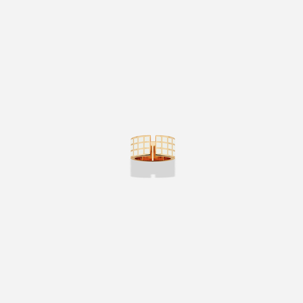 ROSE GOLD WHITE LACQUER SQ RING