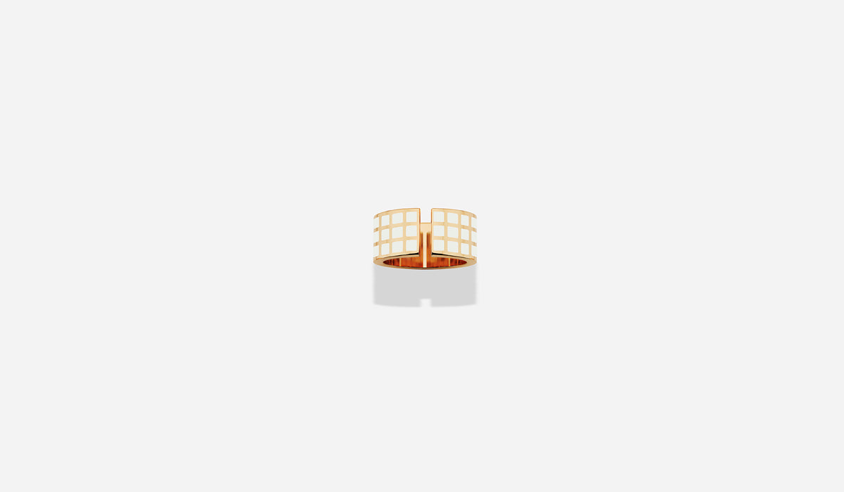 ROSE GOLD WHITE LACQUER SQ RING