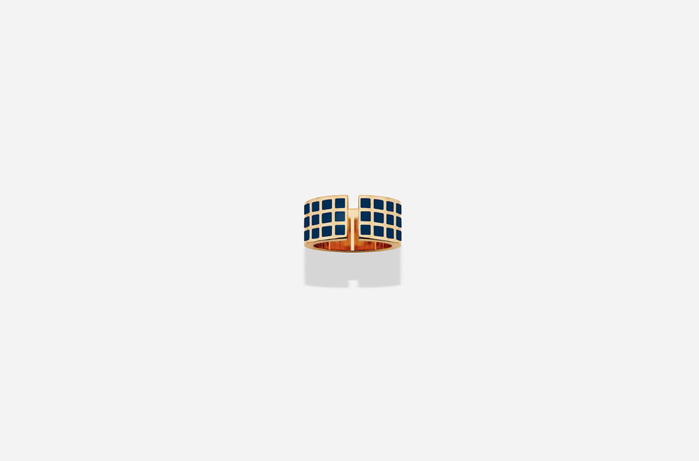 ROSE GOLD BLUE LACQUER SQ RING / Rose Gold