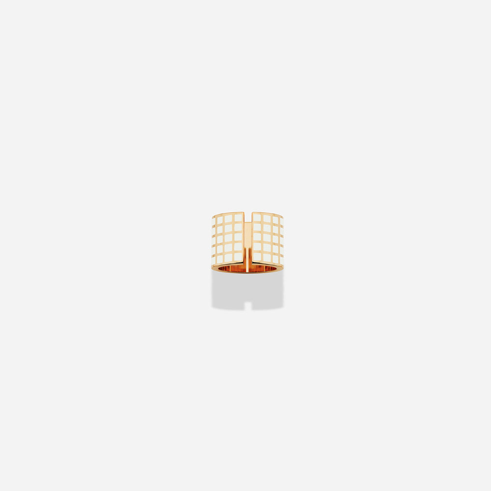 ROSE GOLD WHITE LACQUER SQ RING