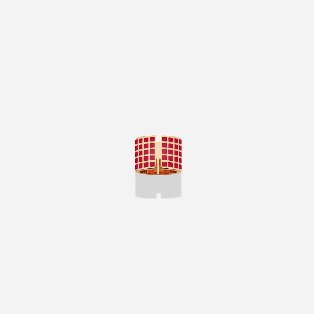 ROSE GOLD RED LACQUER SQ RING