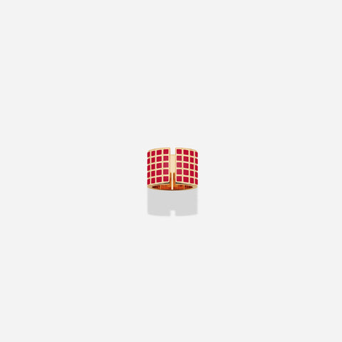 ROSE GOLD RED LACQUER SQ RING